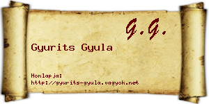 Gyurits Gyula névjegykártya